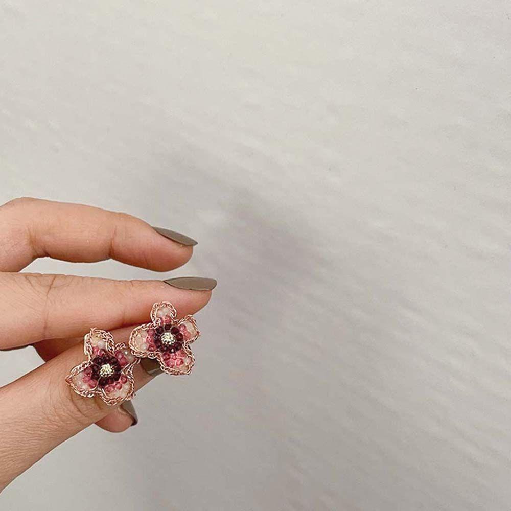 Mxbeauty Anting Tusuk Wanita Retro Simple Trendy Untuk Perempuan Giwang Telinga Kristal Manis