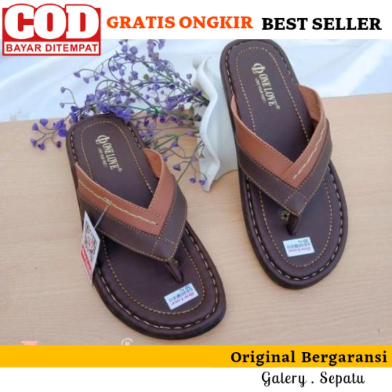 Sandal Laki Laki Terbaru One Love Original Sandal Pria Casual Bergaransi Kulit Sintetis Sol Lentur