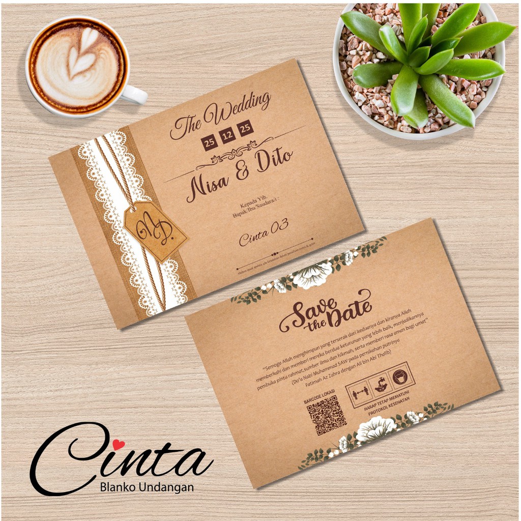 BLANGKO UNDANGAN CINTA 03 - UNDANGAN KOSONG RUSTIC KRAFT MEWAH