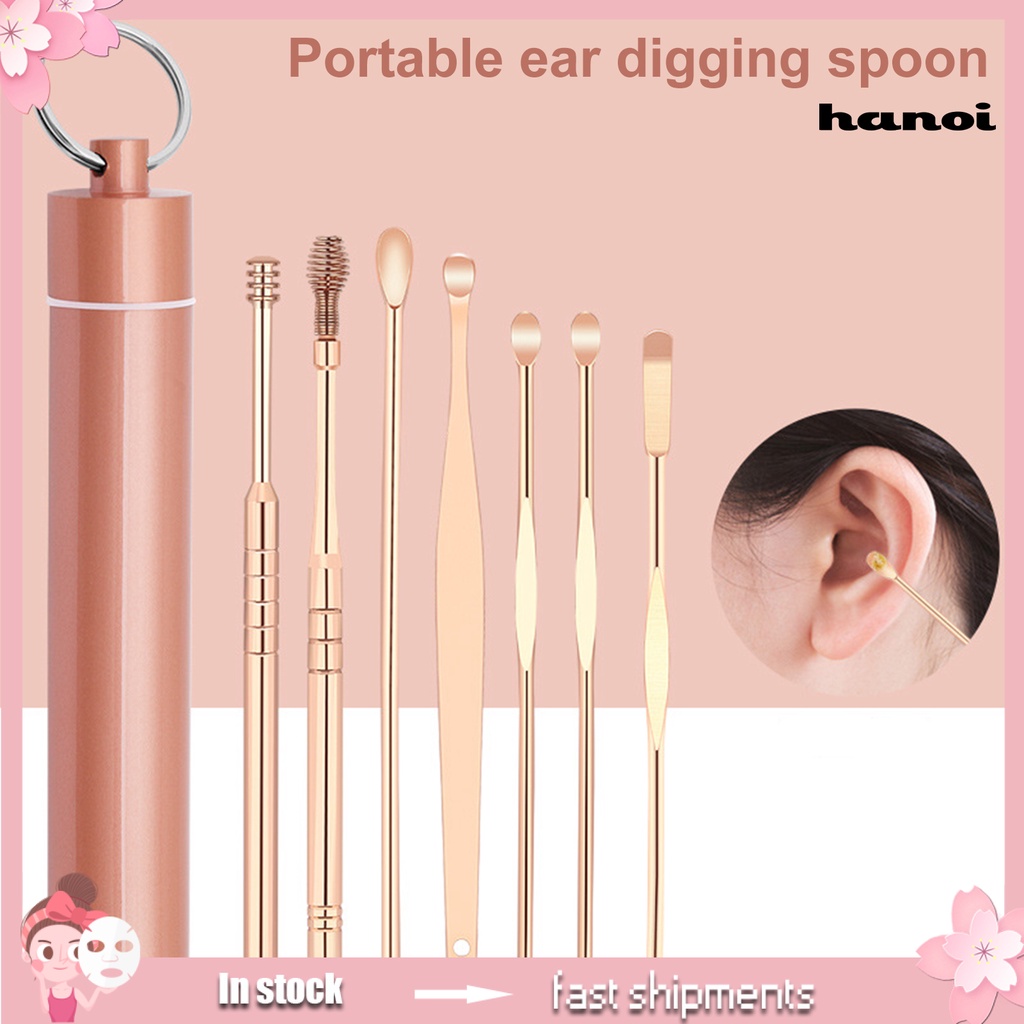 HQTM_1 Set Ear Cleaning Set Portable Excellent Workmanship Stainless Steel Home Ear Wax Remover for Daily Life