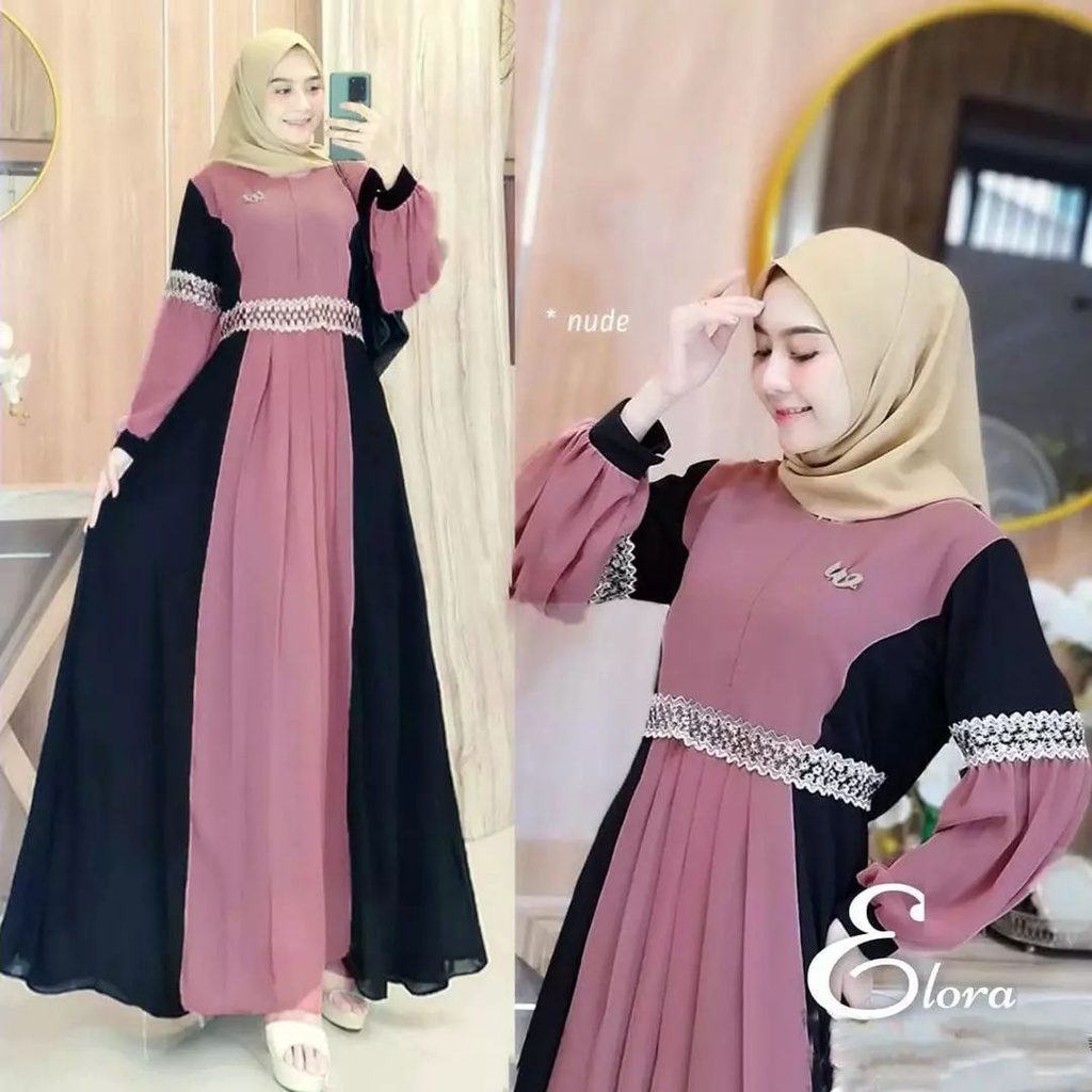 ELORA MAXY BL CERUTY BABYDOLL FULL PURING MIX RENDA LD 110 CM PB 137 CM GAMIS WANITA TERBARU 2023 KEKINIAN DRESS CERUTY BABYDOLL PREMIUM MAXI DRESS LEBARAN TERBARU