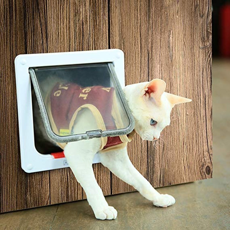 Pintu Kucing Anjing Kusen Jendela Anjing Frame Pintu Kucing Cat Anjing Dog 14X15Cm Medium Lock System Mencegah Tikus dan Manusia ikut akses masuk kedalam rumah Frame akses kucing Flap Door Cats with 4 Way Security Lock Flap Door for Small Dogs Cats Kitten