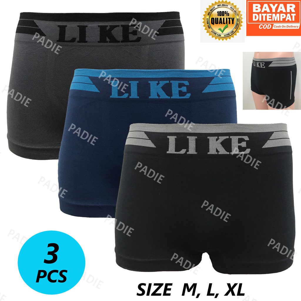 [ ISI 3 PCS ] Celana dalam LIKE / Cd Like pria Boxer & Segitiga M L XL XXL
