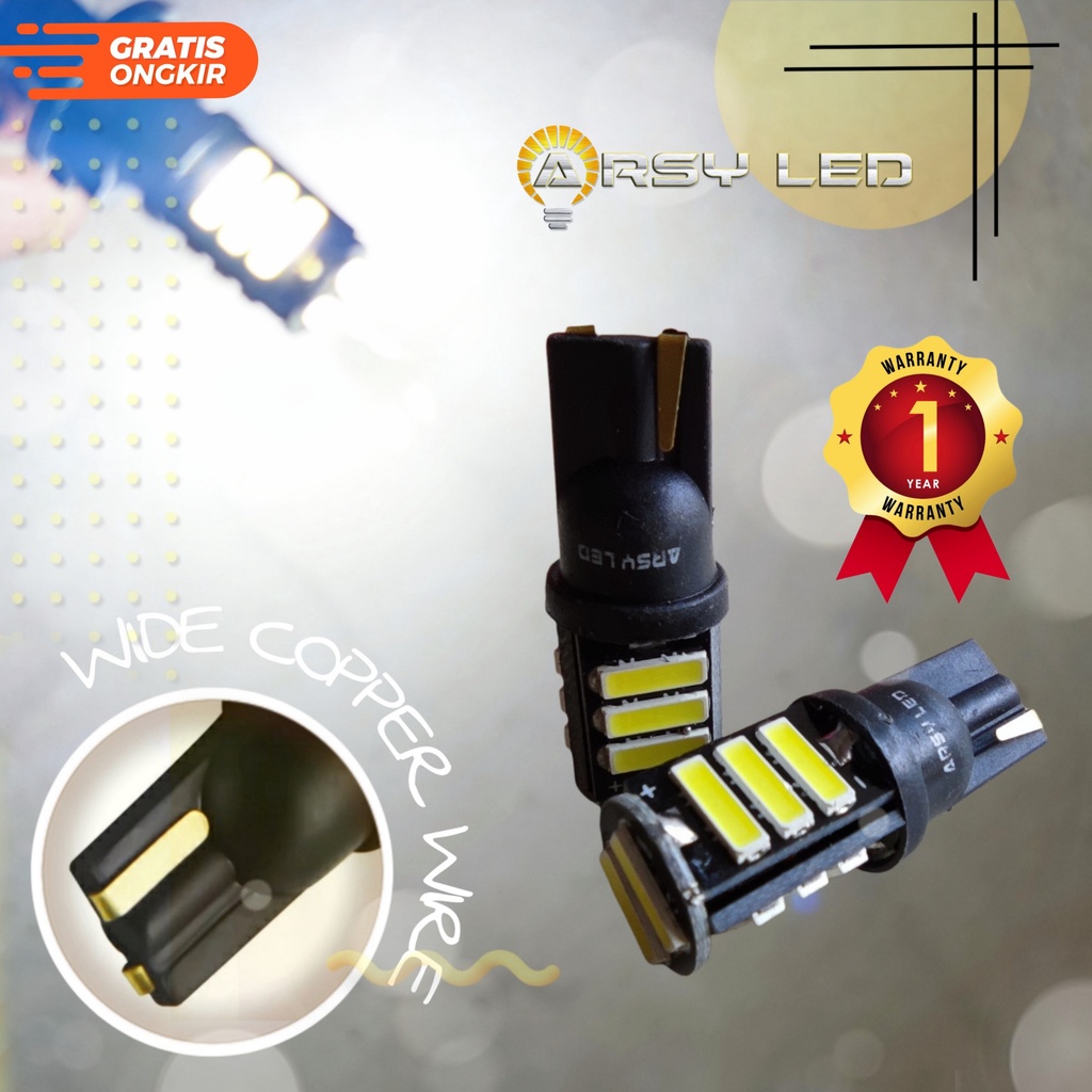 Lampu Led senja Motor Mobil T10 7014 11 titik Sein Mundur Super Terang Beat Vario Mio Garansi-putih Wide