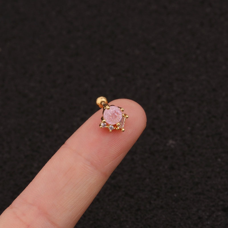 1 Pcs Colorful Creative Stainless Steel Screw Prevent Allergy Heart Shaped Metal Earring