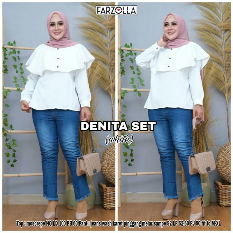Denita Set By Farzolla /Baju Setelan Bahan Moscrepe