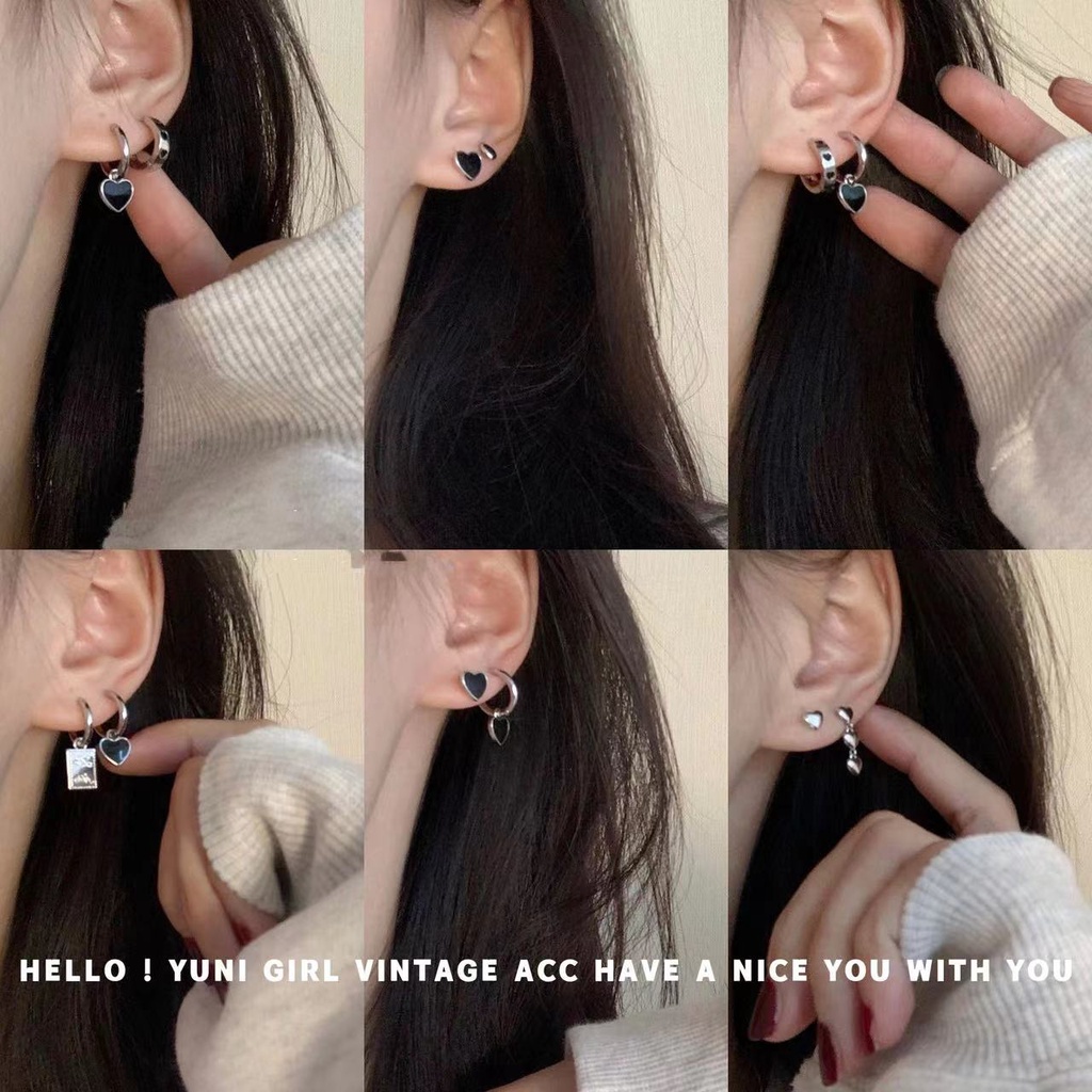 6pcs / Set Anting Tusuk Bentuk Hati Untuk Wanita