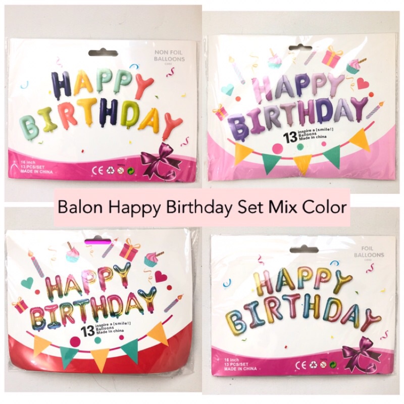 Balon Foil Happy Birthday Set Macaron Pastel/Balon Huruf HBD Set Rainbow /Pelangi