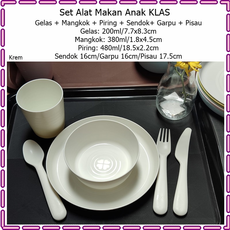 [6in1] Set Alat Makan Anak KLAS Gelas + Mangkok + Piring + Sendok+ Garpu + Pisau