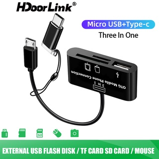 HdoorLink 3 in1 Type-c Micro USB SD TF phone OTG Card reader Host Adapter SD Card Reader for Samsung Galaxy S4 S2 S3 Note 2 Tablet