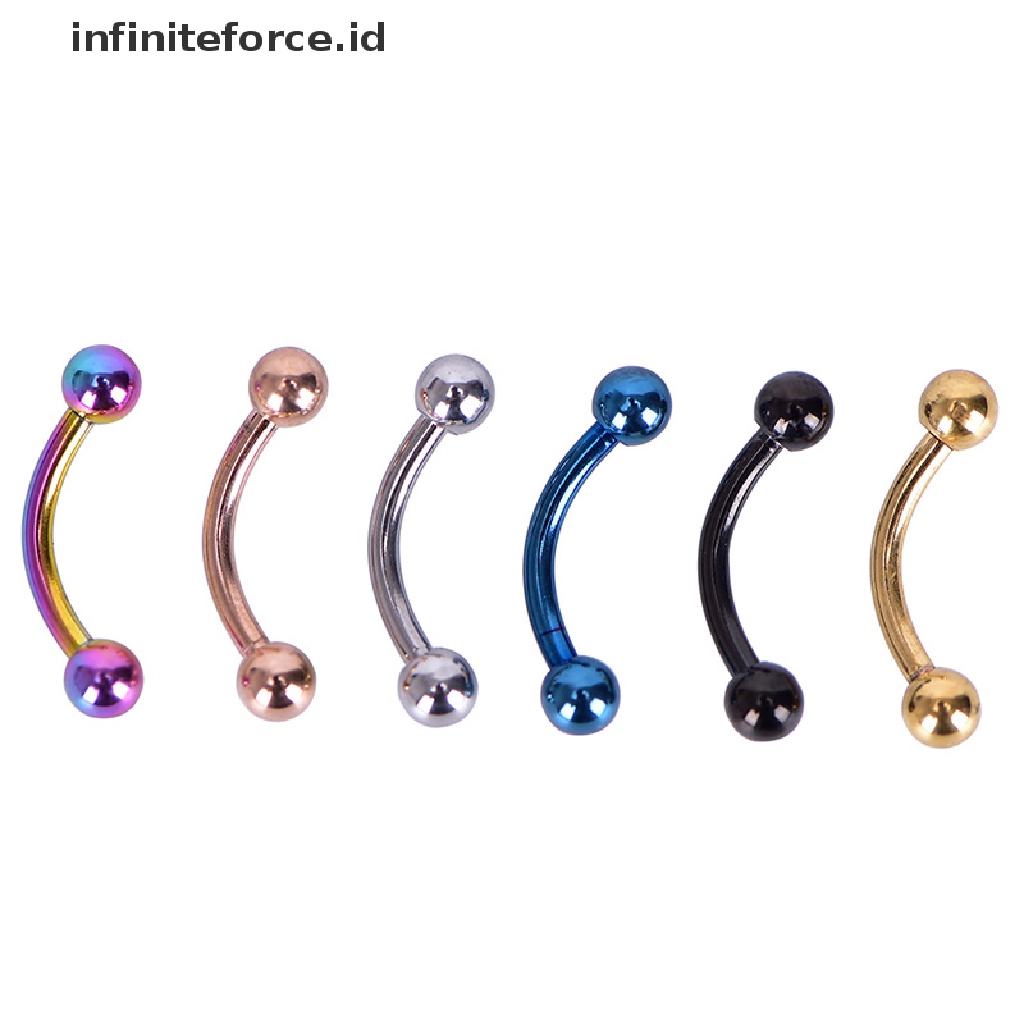 Infiniteforce.id 12pcs / Set Anting Tindik Alis / Bibir / Tubuh Bentuk Barbel Lengkung Untuk Pria