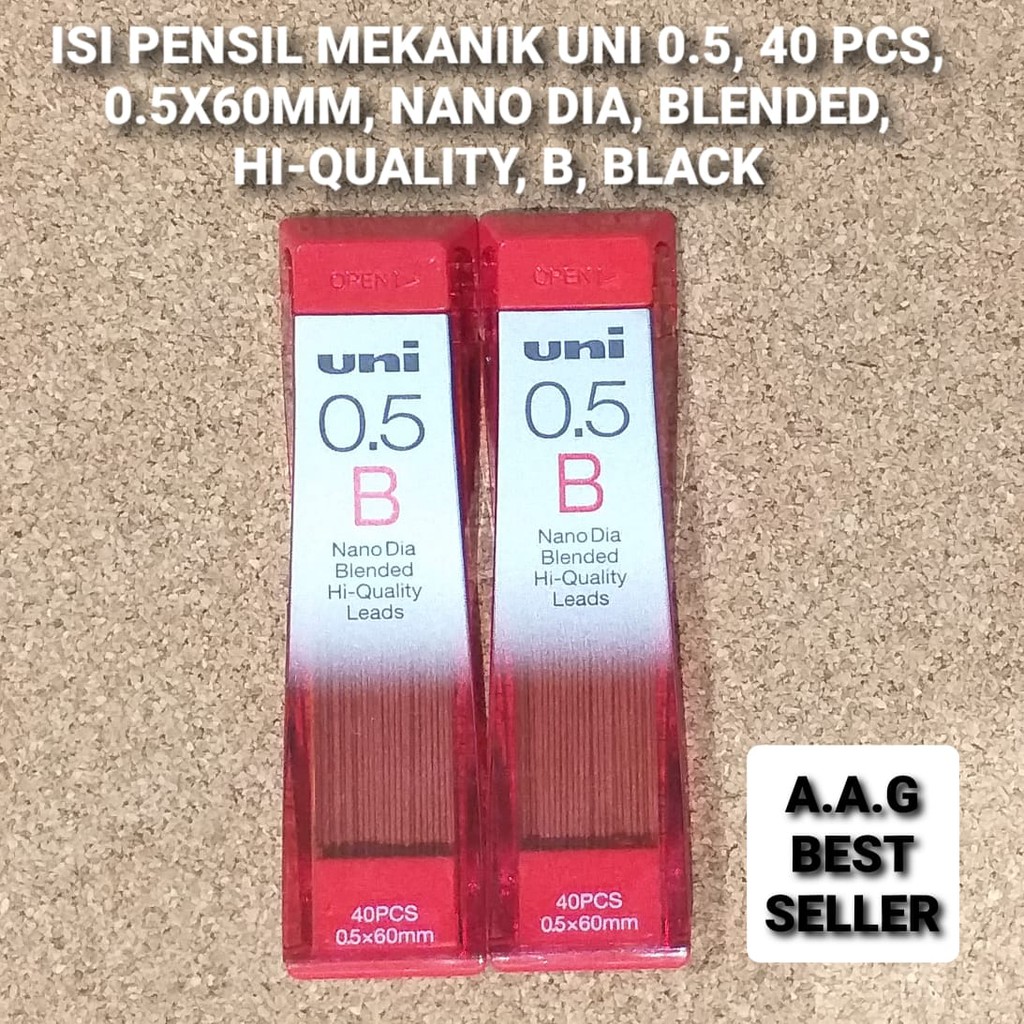 

ISI PENSIL MEKANIK UNI 0.5, 40 PCS, B, BLACK