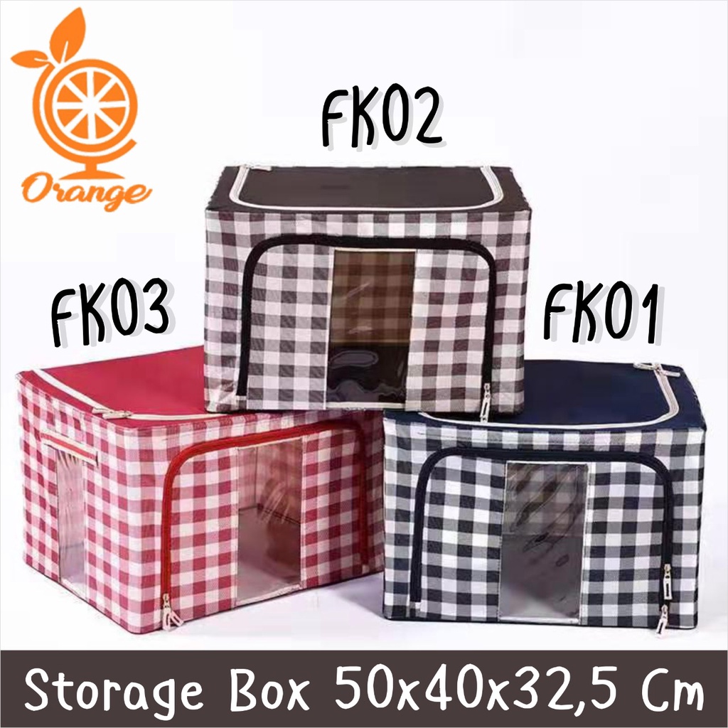 Kotak Penyimpanan Serbaguna Storage Box 66L Double Zipper Frame Baja Large Besar Multifungsi RANDOM WHFURNITURE