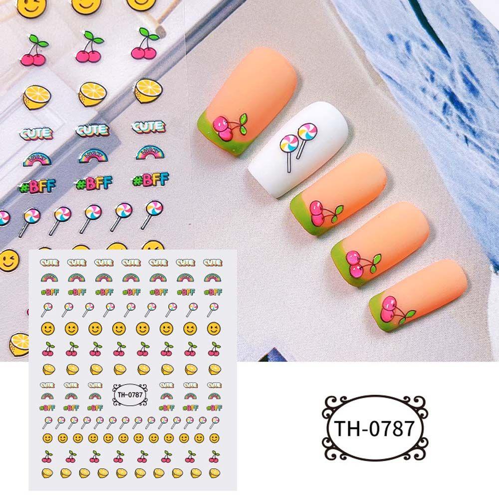 Mxbeauty Kartun Stiker Kuku Korea Beruang Smiley Ikatan Simpul Anjing Self Adhesive Nail Art Dekorasi