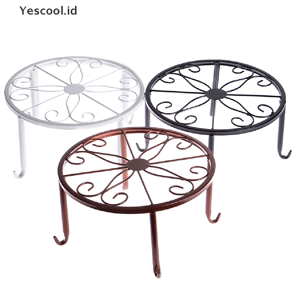 【Yescool】 Potted Stander Home Decor Classic Style Plant Balcony Round Garden Storage Rack .