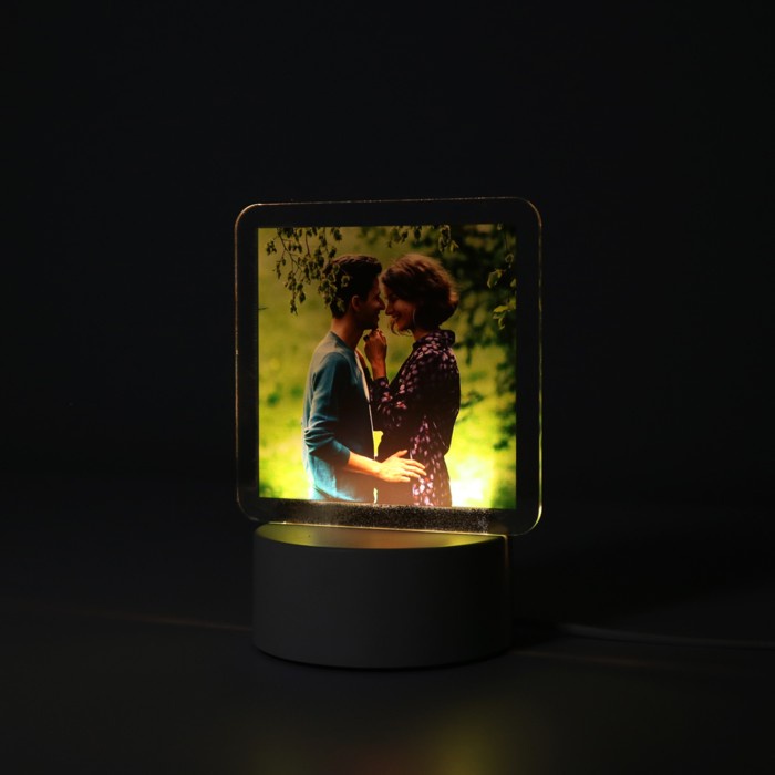 Custom Acrylic Night Lamp Photo Square | Lampu Tidur LED Kado Hadiah Pacar Gift Unik Romantis