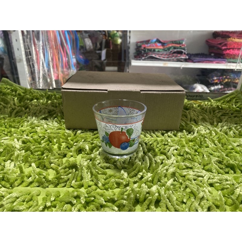 Gelas lilin kembang - Gelas kaca motif - Gelas kopi - Gelas teh