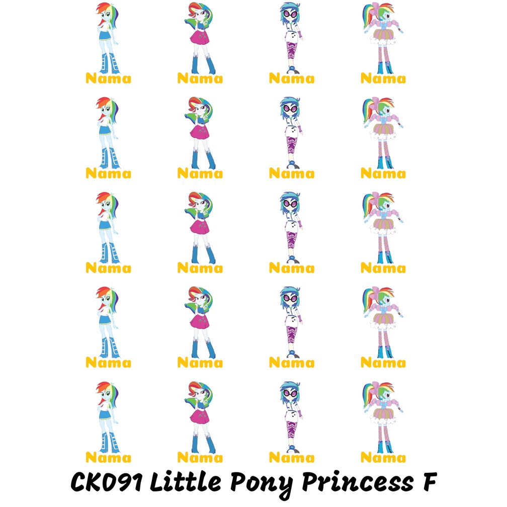 

Sticker Nama Cutting Label Waterproof Tahan Air Little Pony F (CK091)