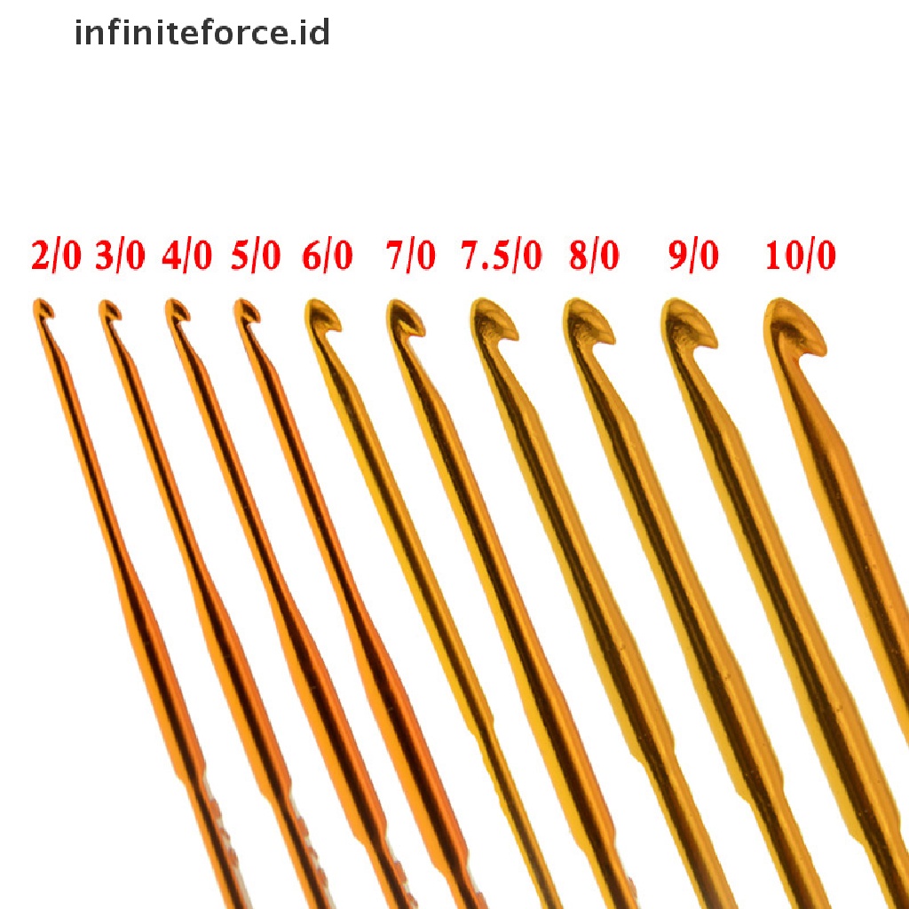 (Infiniteforce.Id) 10pcs / Set Jarum Rajut Crochet Hook Bahan Aluminum Diy