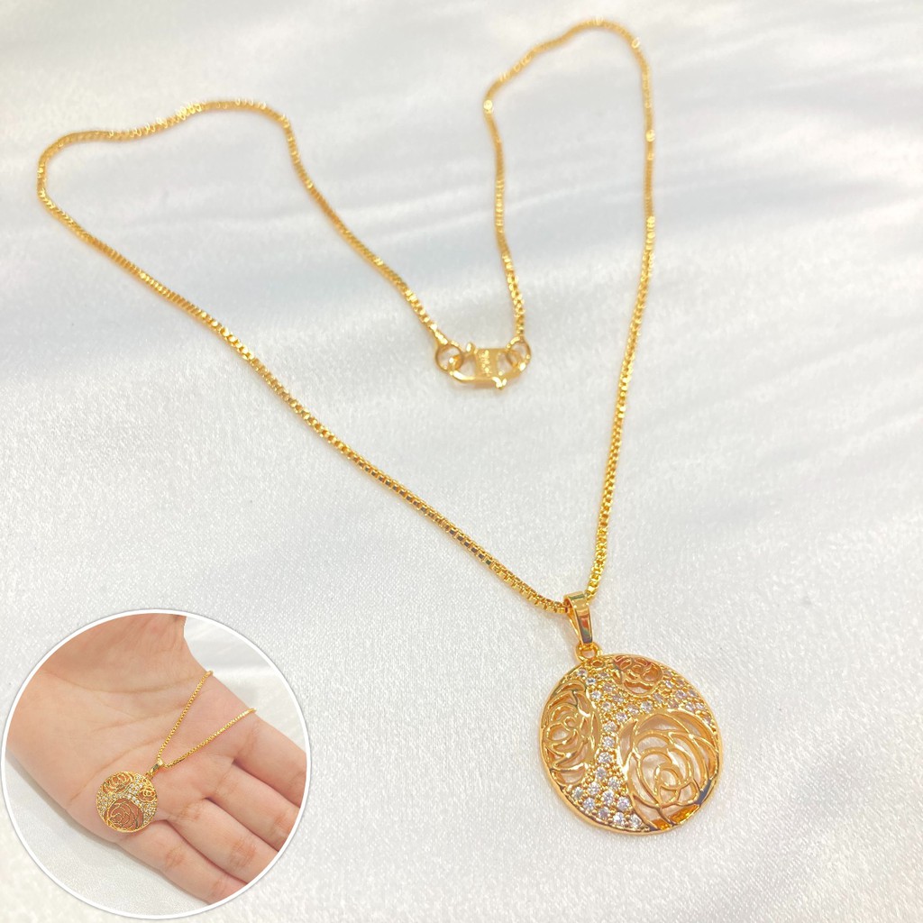 Kalung Wanita Liontin Permata Lapis Emas Aksesoris Fashion