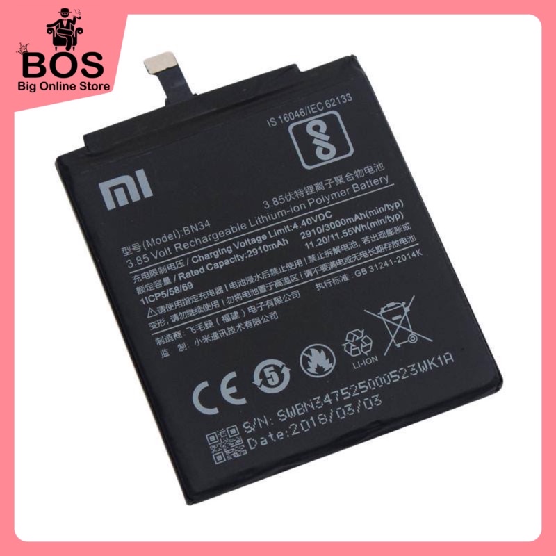 BOS - Battery HP  Xiaomi Redmi 5A / BN34 |  Batre BT Baterai