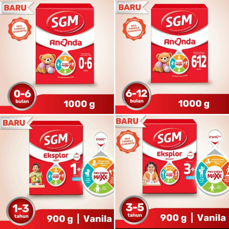 SGM Ananda Eksplor 0 - 6 , 6 - 12 bulan , 1 Plus, 3 Plus Vanila Susu 900 1000GR, SGM Soya Vanilla 70