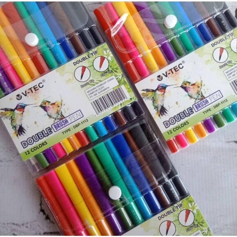 

BARU BRUSH PEN SET 12 WARNA DOUBLE TIPE MURAH V - TECH