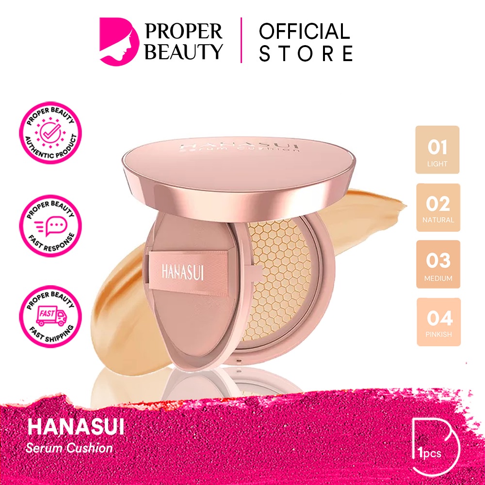 HANASUI Serum Cushion Indonesia / Make Up Cleansing Water Remover Setting Spray Primer Foundation Concealer BB Cream Loose Compact Powder Blush On Eyeshadow Mascara Eyebrow Eyeliner Pen Pencil Lipstick Lip Cream Stain Tint / Cosmetic Paket Wajah Face Set