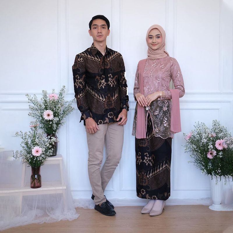 KEBAYA COUPLE Maura Couple - Sania Ruffle Batik Couple Ori Ndoro Jowi DNT Garansi Termurah CP AMANDA