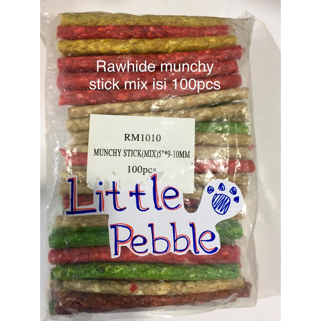 TULANG snack stick cemilan anjing-natural rawhide munchy stick mix isi 100pcs-RM1010