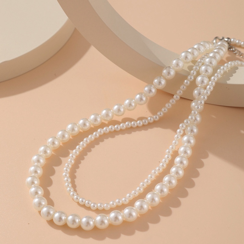 New Fashion Pearl Necklace Necklace Cute Simple Double Chain Female Jewelry Girl Gift