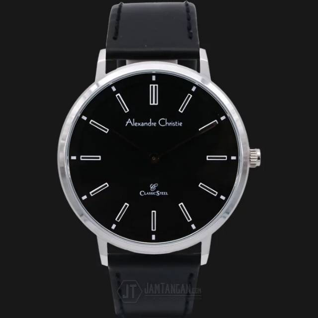 Alexandre Christie AC 8492 MH LSSBA Man Black Dial Black Leather Strap