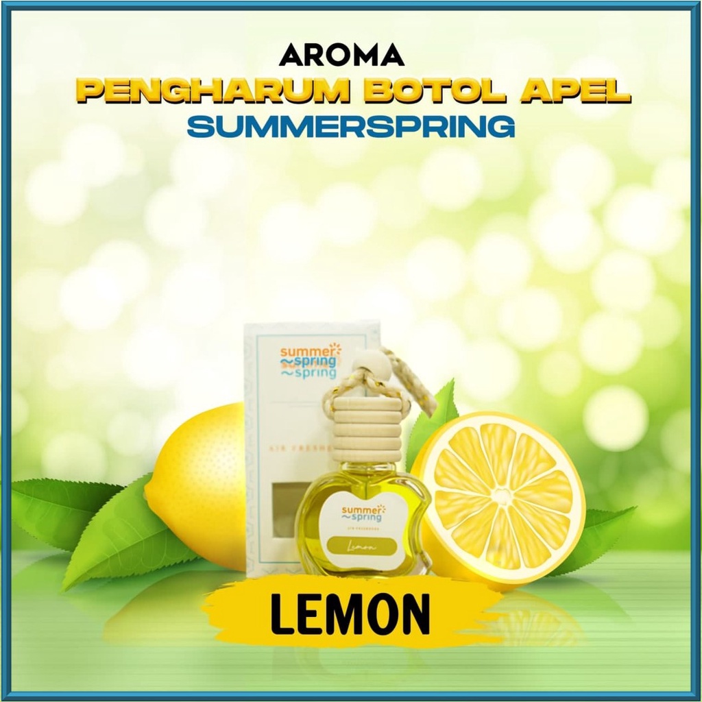 Parfum AC Mobil Aroma Lemon Botol Apel Summer Spring Pengharum Mobil Kamar Aromaterapi Segar