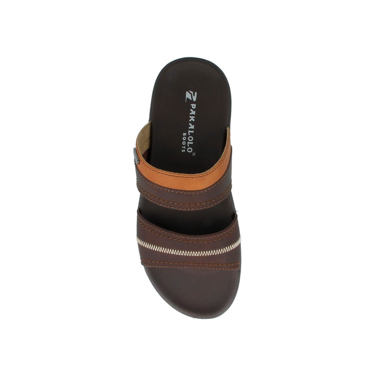 SANDAL SLIDE PAKALOLO PRIA ORIGINAL CASUAL KULIT ASLI COKLAT PB12