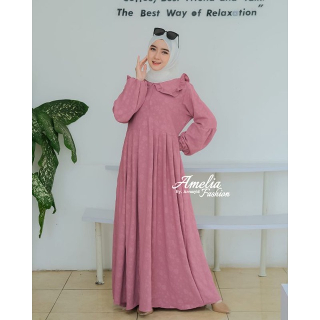 Gamis cringkel embos by amelia  premium model wanita terbaru silvia busana muslim kringkel adem ootd fashion baju murah muslimah