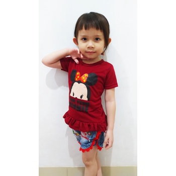 VISION ONLINE-BAJU KAOS TSUM MINNIE ANAK PEREMPUAN KOREA LUCU 1 2 3 TAHUN MURAH LENGAN PENDEK LUCU