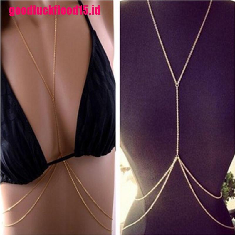 {LUCKID}Women Sexy Fashion Gold Body Belly Waist Chain Bikini Beach Harness Necklace