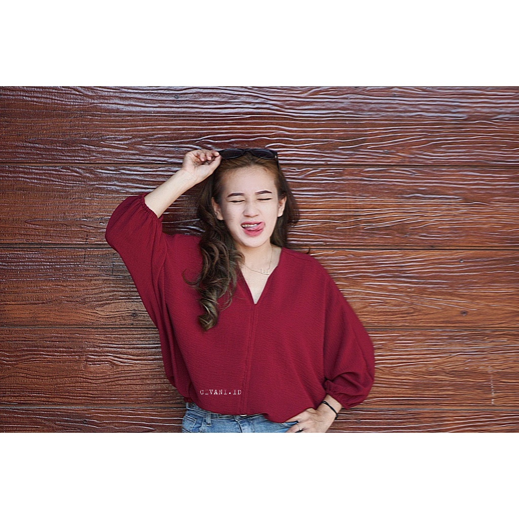 Blouse Wanita Jumbo Oversize Outfit Baju Atasan Wanita Big Size Ootd Blus Wanita Lengan Panjang-5