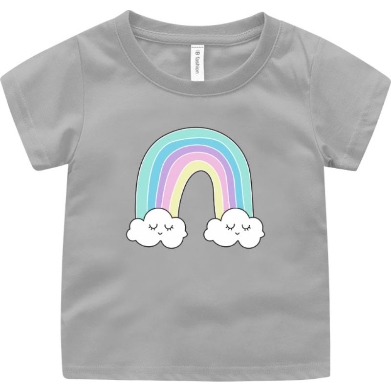 Baju Oblong Anak Laki Laki &amp; Perempuan Pelangi T shirt Cewek Atasan Anak Perempuan