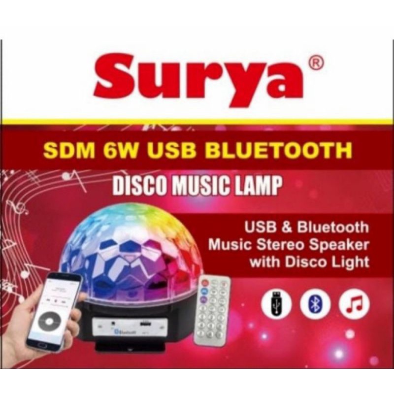 Lampu Disco Warna Warni+speaker BTH/Lampu Disco Bola Speaker BTH Surya 6Watt