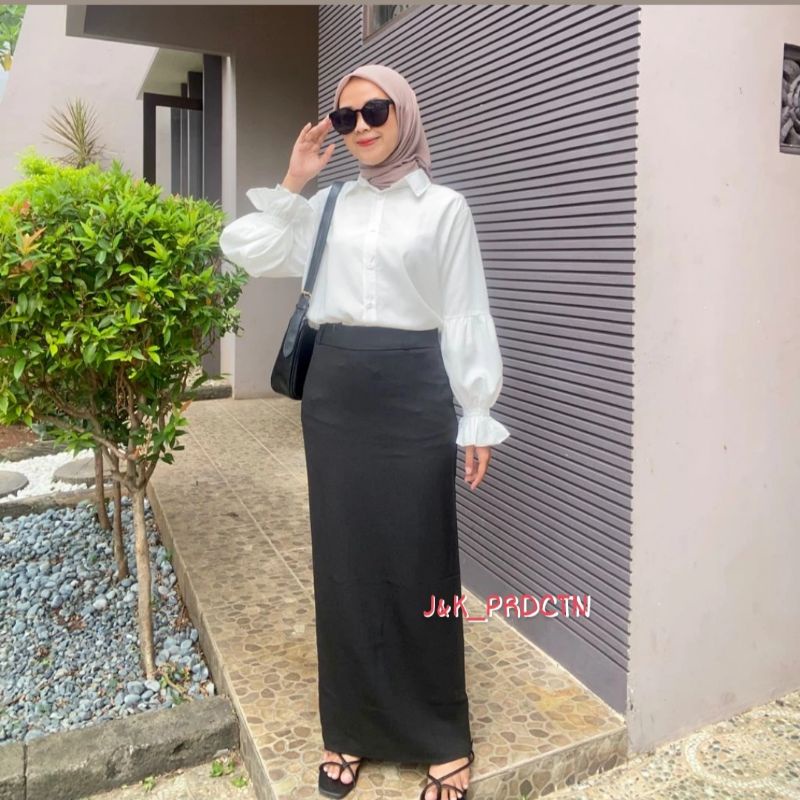 ROK KERJA WANITA ROK A LINE / ROK HITAM OSPEK FORMAL