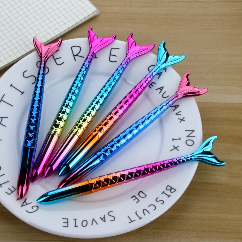 1pc Pulpen Gel Desain Mermaid Kawaii Lucu Kreatif Multi Warna Untuk Stationery Sekolahkantor