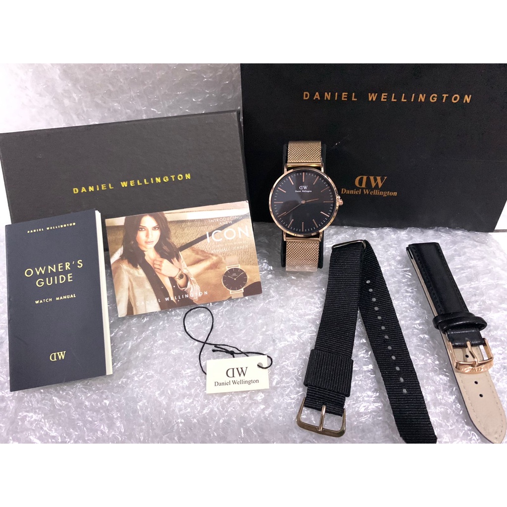 Jam Tangan Wanita/Pria D5698W Tali Rantai Pasir Include 2 Tali Kulit Kanvas Box Ori &amp; Paperbag