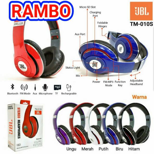 HEADPHONE JBL TM-010S / HEADSET BLUETOOTH TM010 / JBL 010S / BLUETOOTH VERSION / SR