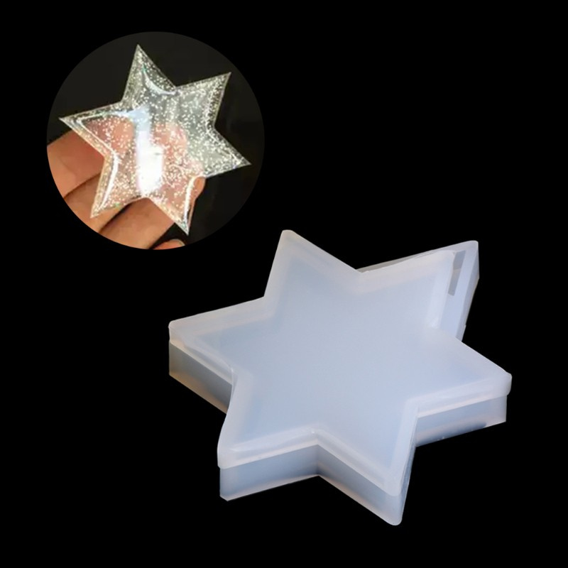 Glitter Transparent Silicone Pendant Mould Resin Star DIY Jewelry Making Tool Fondant Cake