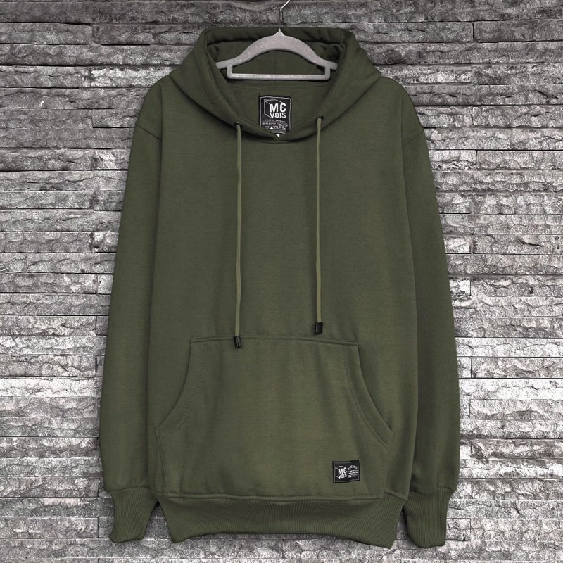 Hoodie Polos Mcvois Pria Wanita Premium Distro-Fleece Army