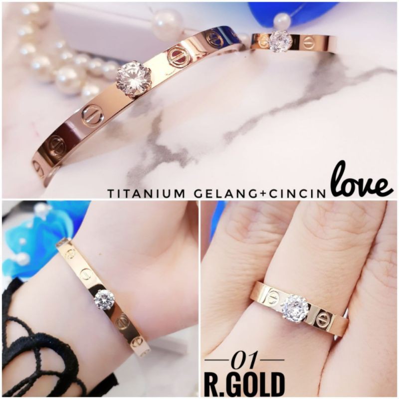 Titanium gelang dan cincin 0110n