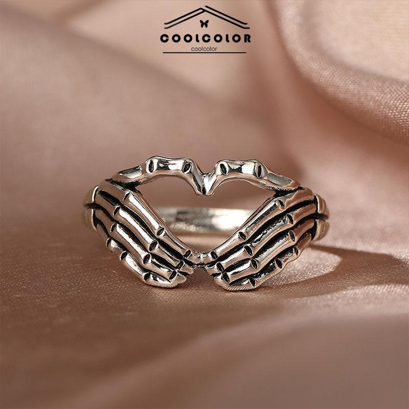 COD❤️Cincin Perhiasan Perhiasan Neraka Hantu Jari Korea Pria Wanita Retro Fashion Gaya Impor Murah