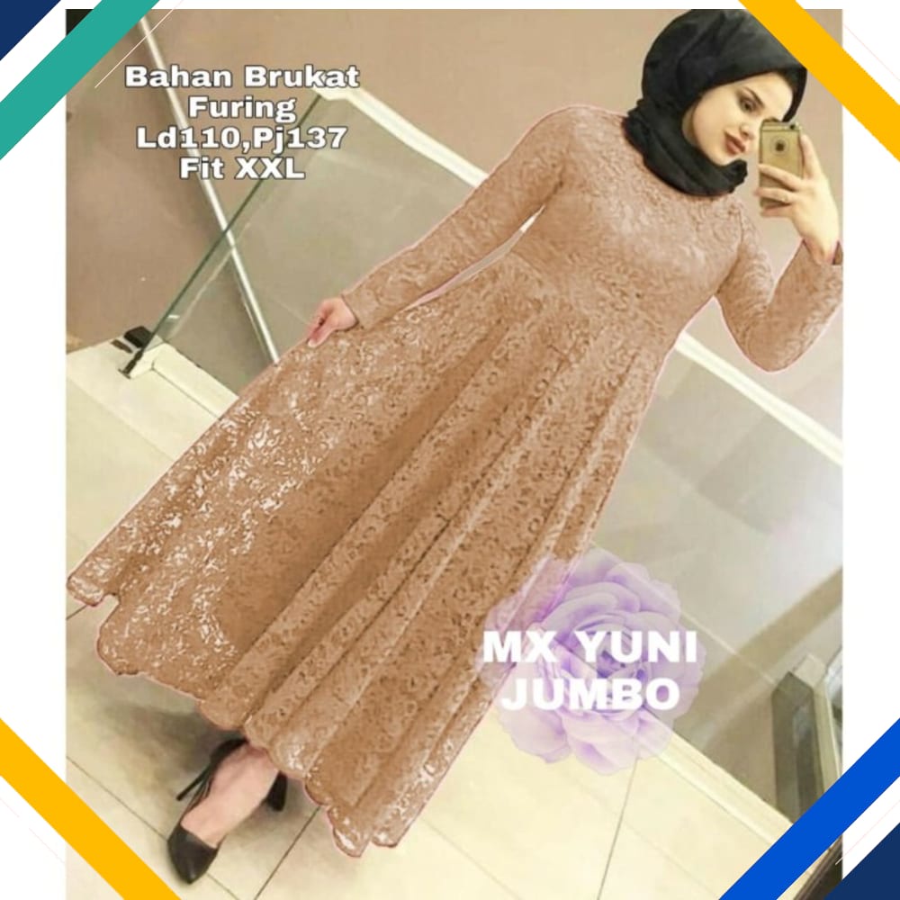MAXI YUNI JUMBO XXL COKSU Kekinian Gamis 0121 Premium SKR Baju Gamis Wanita Terbaru