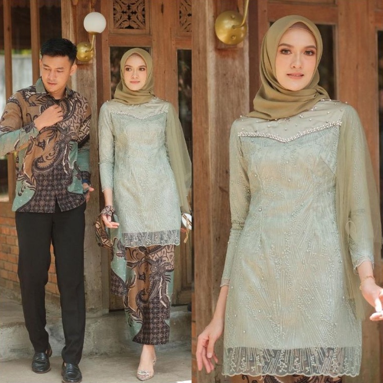 KHANSABATIK JUMBO READY!!! SET COUPLE KEBAYA VEKA SAGE VEKKA TUNANGAN KEBAYA LAMARAN TUNANGAN KEBAYA BATIK MODERN KONDANGAN WID AKITA KEBAYA BRUKAT BROKAT VELVET FULL FURING MIX TILLE JARING 2 LAYER